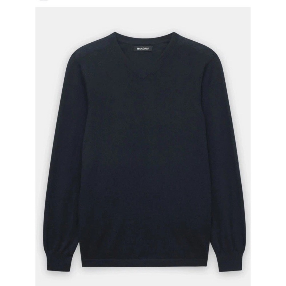 Naadam Mens 100% Cashmere V Neck Pullover Smoke Gray NWT XL